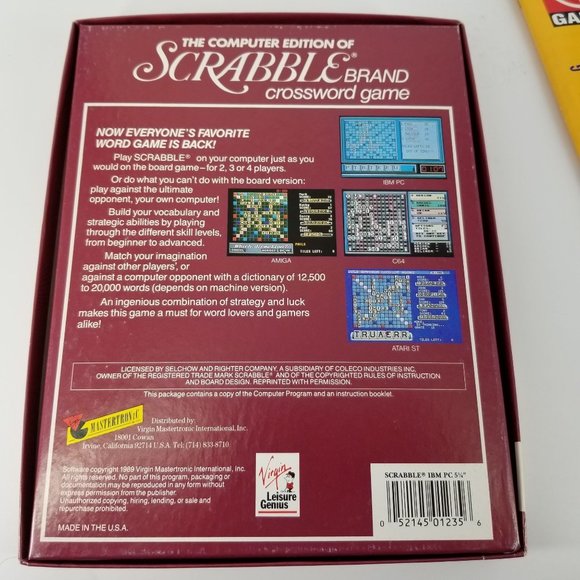 Scrabble PC Computer Game 5 1/4" Floppy Disk Word Spelling Crossword Family - Picture 3 of 12
